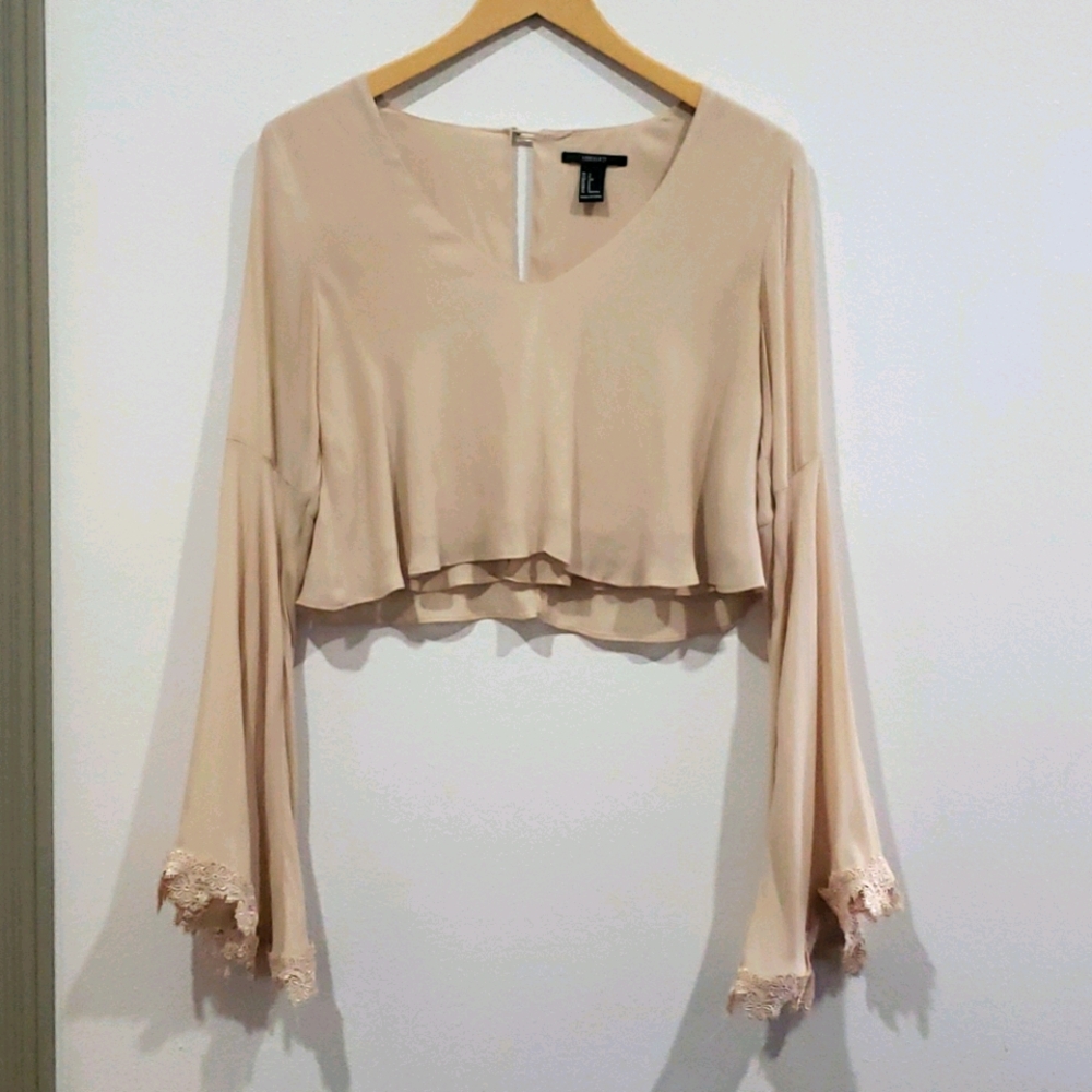 Nude breezy crop top